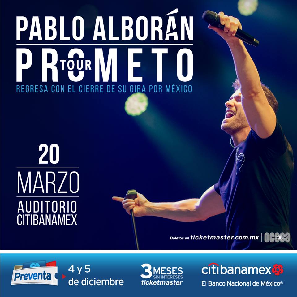 PAlboranCFOMex's tweet photo. @pabloalboran y los #AlboránBoys regresan este 20 de marzo al @Audcitibanamex con #TourPrometo en punto de las 21:00hrs (hora de México)
Adquiere tus entradas en >>https://t.co/oBMOiDsY2d ven y vive #TourPrometoMty https://t.co/7CKBhl9MBQ