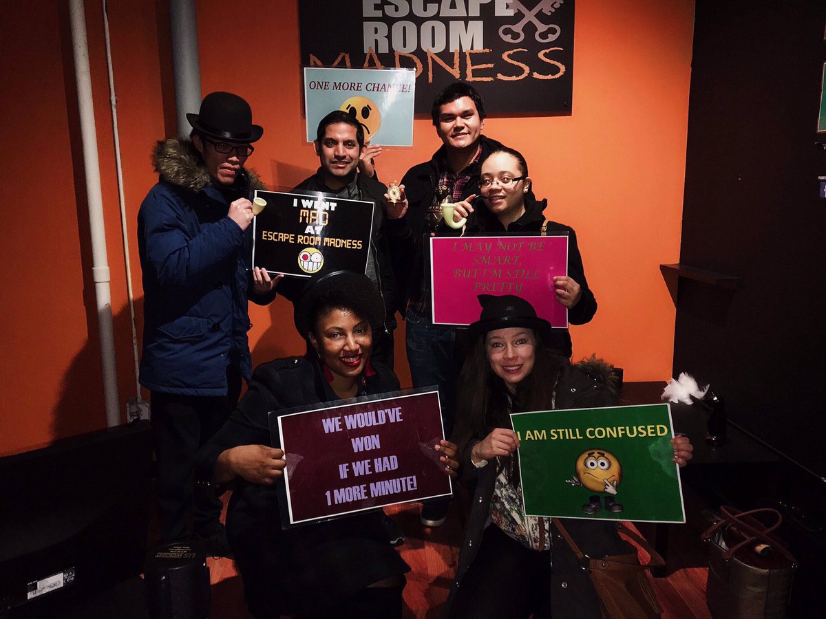 Managed to get through a difficult puzzle at one of the rooms in @ERmadnessNYC. So much fun even though we didn’t get to complete it. Glad we did better than most people. #escaperoom #SquadGoals