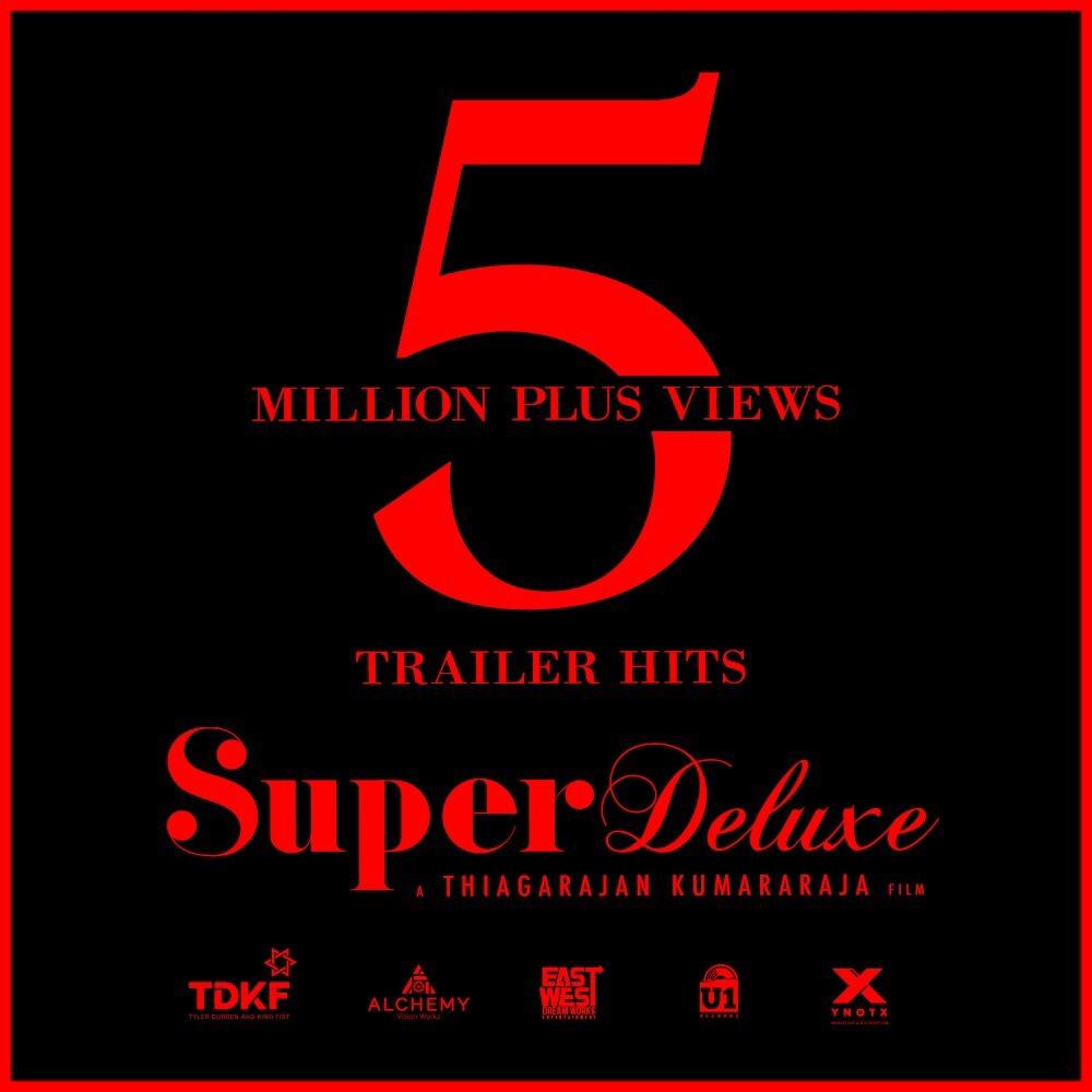 ynotxworld's tweet photo. #SuperDeluxeTrailer grosses 5M+ YouTube Views in less than 48 Hours!
Have you watched it yet ? https://t.co/0LHPVurirK
#SuperDeluxeFromMarch29
#SuperDeluxe #YNOTX
@itisthatis @sash041075
@thisisysr @VijaySethuOffl @Samanthaprabhu2 @twitfahadh @meramyakrishnan #Mysskin https://t.co/hxpwowwNzL