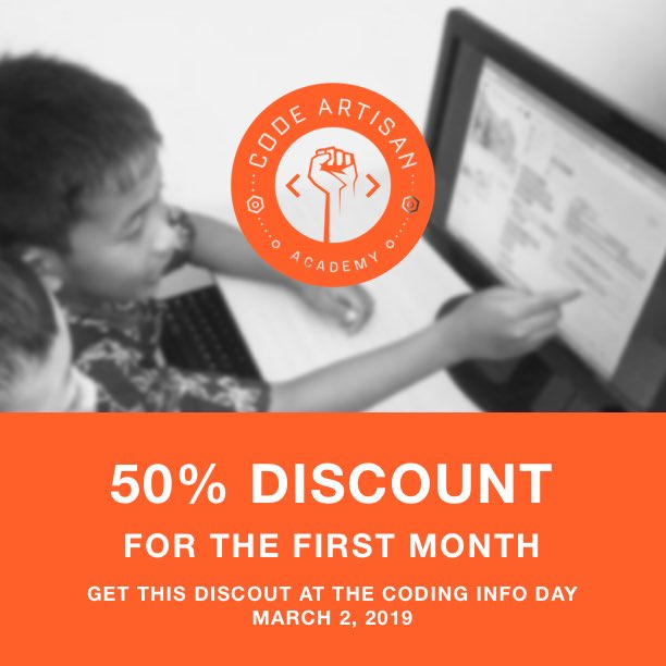 becodeartisan_'s tweet photo. Join us March 2, 2019 Coding Info Day
#coding #kids #anakanak https://t.co/747jYJrld2