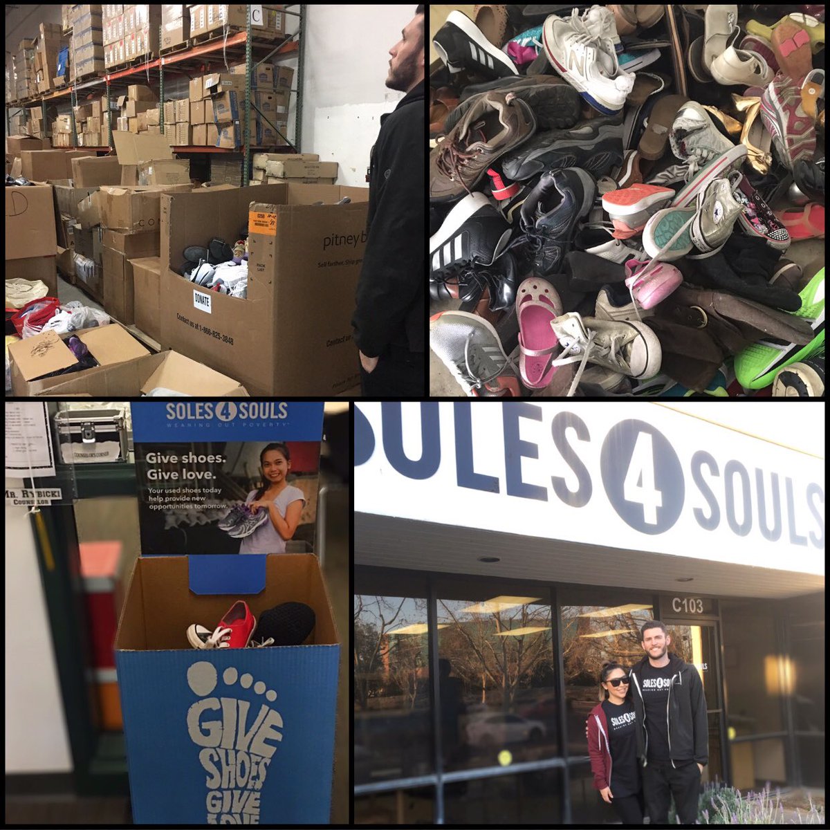 Thank you to everyone that contributed to the successful shoe drive. My wife & I had a fun Friday...sorted, boxed & delivered 500👟shoes to the @Soles4Souls donation center! Honored to contribute to a great organization! #GiveShoesGiveLove #TogetherIsBetter