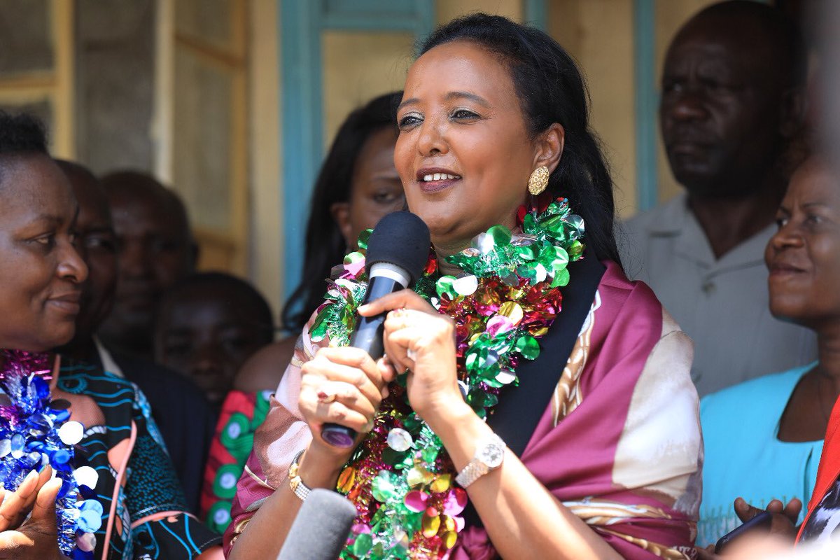 Image result for images of Amina Mohammed distributing sanitary towels to students of Butula Girls Secondary School in Busia county.