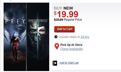 dishonored 2 ps4 gamestop