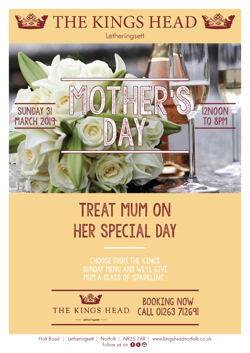 Celebrating Mother's Day? Booking Now <a href="/NorfolkMums_/">Norfolk-Mums</a> @MothersdayNorfolk @MothersDayroast <a href="/NorthNorfolk/">Enjoy North Norfolk™</a> @NorfolkRoast