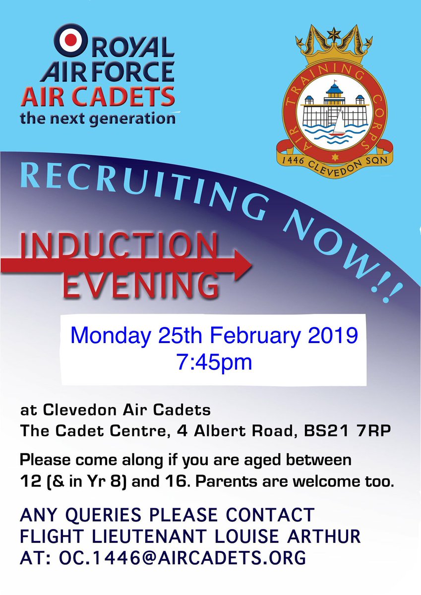 OC 1446 Sqn ATC (@oc1446sqn) on Twitter photo Don’t forget to come along and see what we’re all about! <a href="/1446aircadets/">1446 (Clevedon) Sqn</a> really is #NoOrdinaryHobby! Don’t forget to come along and see what we’re all about! <a href="/1446aircadets/">1446 (Clevedon) Sqn</a> really is #NoOrdinaryHobby!