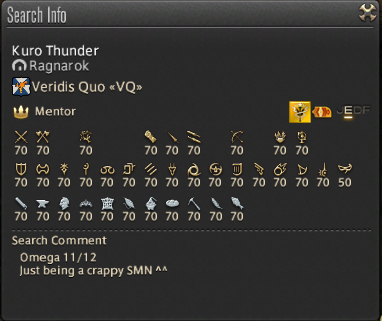 VanitasLuminos's tweet photo. So I am finally done with leveling every Job :D did the last 20 lvl of blue in under an hour so yeah xD #ffxiv #allleveledup #readyforshadowbringers #smnstillbest https://t.co/PU35ynCXra
