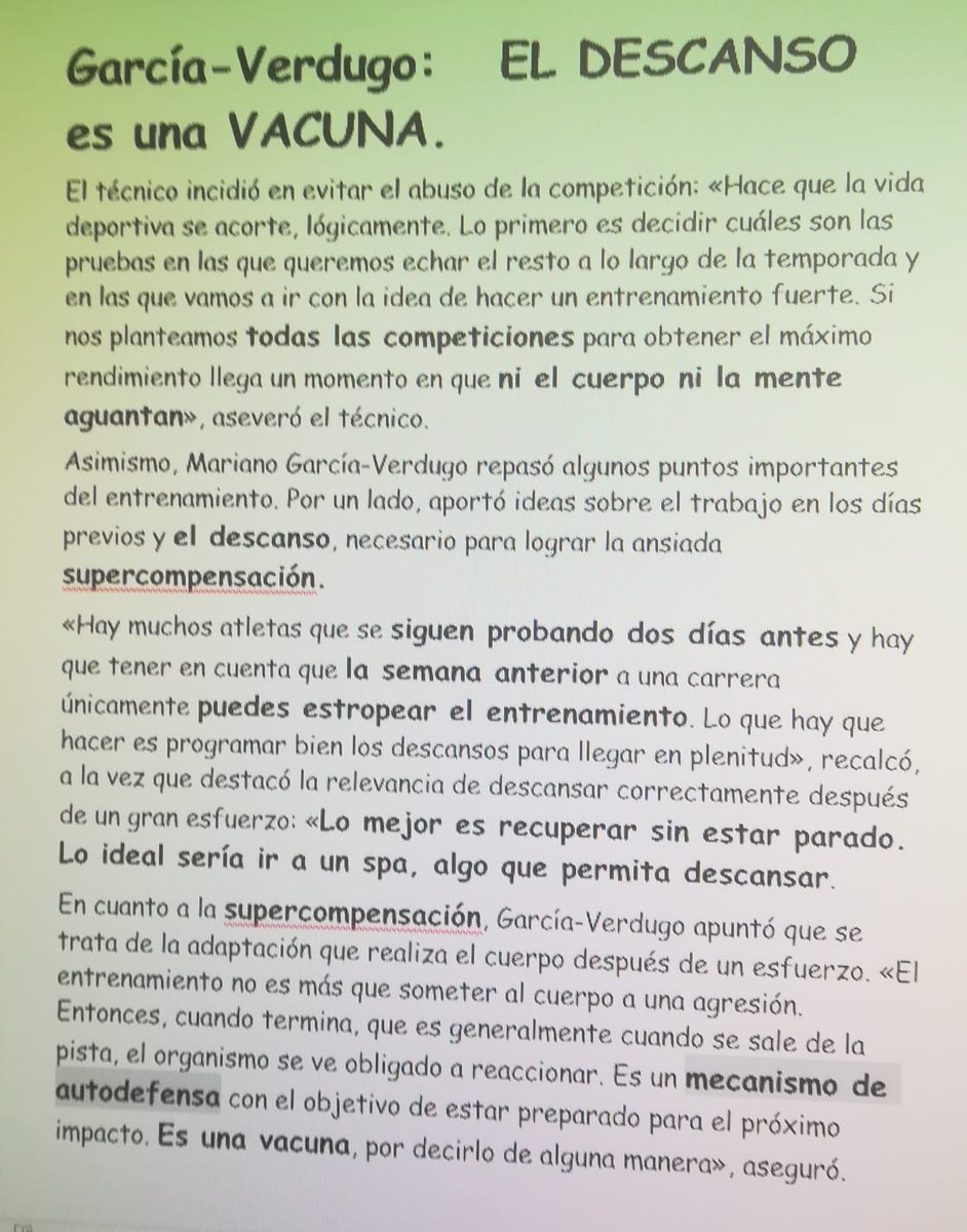 AlfredoVaronaA's tweet photo. Abre los ojos esta hoja: "Lo mejor es recuperar sin estar parado". https://t.co/WxCSqJXyaP