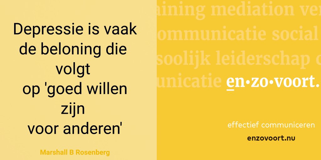 markbrouwers's tweet photo. Depressie is vaak de beloning die volgt op 'goed willen zijn voor anderen'

#quotes van Marshall B Rosenberg #nvc 
#verbindendcommuniceren
https://t.co/ryn9yzERc0
#erkenning
#ertoedoen
#vanbetekenis
#gezienworden
#gehoordworden
#erbijhoren https://t.co/CYwbW3NkIt https://t.co/XZz4JToseL