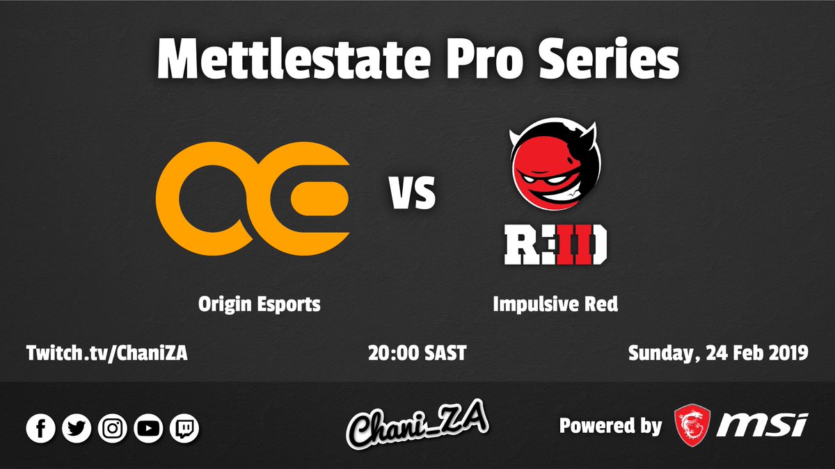 Chani_ZA's tweet photo. Tonight! 
@Mettlestate @SmartcallVSP2 Call of Duty Pro Series

⚠️ @OriginEsports VS @ImpulsiveRed 
🕗 20:00 SAST
🎙️@Chani_ZA &amp; TBC
👉 https://t.co/L3dM5JbyYw

#CODZA #EsportsZA #SAEsports https://t.co/uNw3O4o3Gb