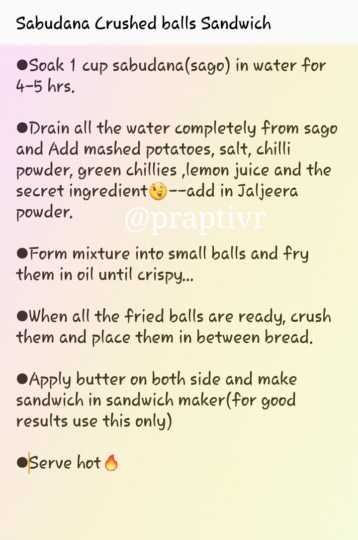 praptivr's tweet image. My #PERFECTSANDWHICH recipe is Sabudana crushed balls sandwich

below is the recipe &amp;amp; believe me its the best recipe u'll ever taste😋
#perfectbread #Quality #breads #india #healthyEating #breadwithquality #brownbread #breakfast #contest #contestgiveaway #contestalert #giveaway