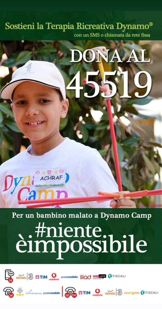 DynamoCamp's tweet photo. Continuate a sostenerci e a regalare un periodo di svago a tanti bambini malati. Donate al 45519 perché #nienteèimpossibile a Dynamo Camp ❤️ https://t.co/D1tj62w6Ru