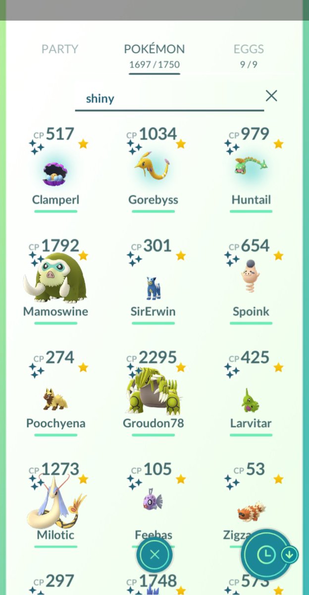 GoAldin's tweet image. Out of 45 #Clamperl quests.... Managed to got 3 shinies and 3 lucky from trades...😍😉😊

#PokemonGo #ClamperlEvent #ClamperlDay