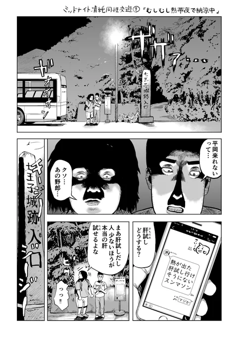 暑い夏の夜に肝試しに出かけて死後に迫る漫画
ミッドナイト清純同性交遊シリーズ③
「むしむし熱帯夜で納涼中」 