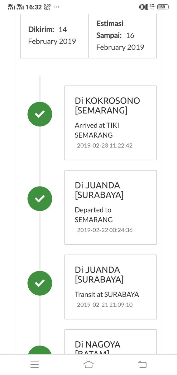 Justo7177's tweet photo. @IdTiki jika sudah sabar estimasi 16feb, nyampe semarang 23feb, tapi gak langsung dikirim harus gimana min?  Padahal ONS. Resi 030122320322 https://t.co/BcMT44Nusf