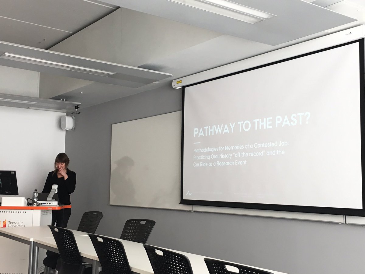 NewConference's tweet photo. Annemarie Maljund Jensen of @AarhusUni talks about the car ride as a methodology for oral history https://t.co/2Y3JqtlRKk