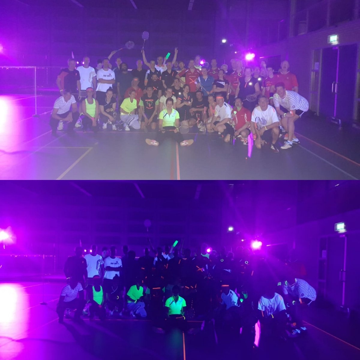 Groepsfoto senioren Glow in the dark toernooi