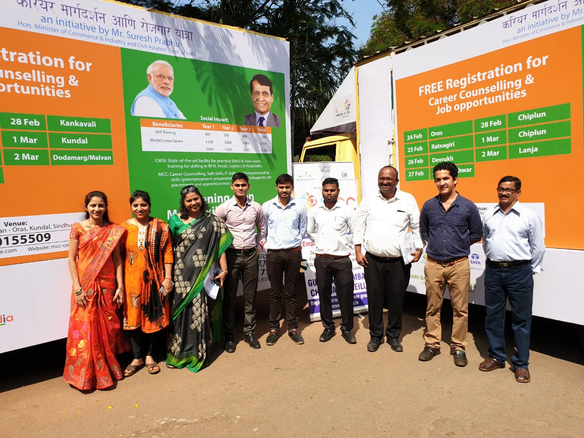 FollowCII's tweet photo. CII partners initiative by @sureshpprabhu to impact 10k+ youth of Konkan Region. CII Model Career Centre undertakes Counselling&amp; #JobYatra wherein special van travels across 13 Talukas over next 10 days 2connect w/youth for Career Counselling on Entrepreneurship&amp;Job opportunities https://t.co/hdw4v39p0e