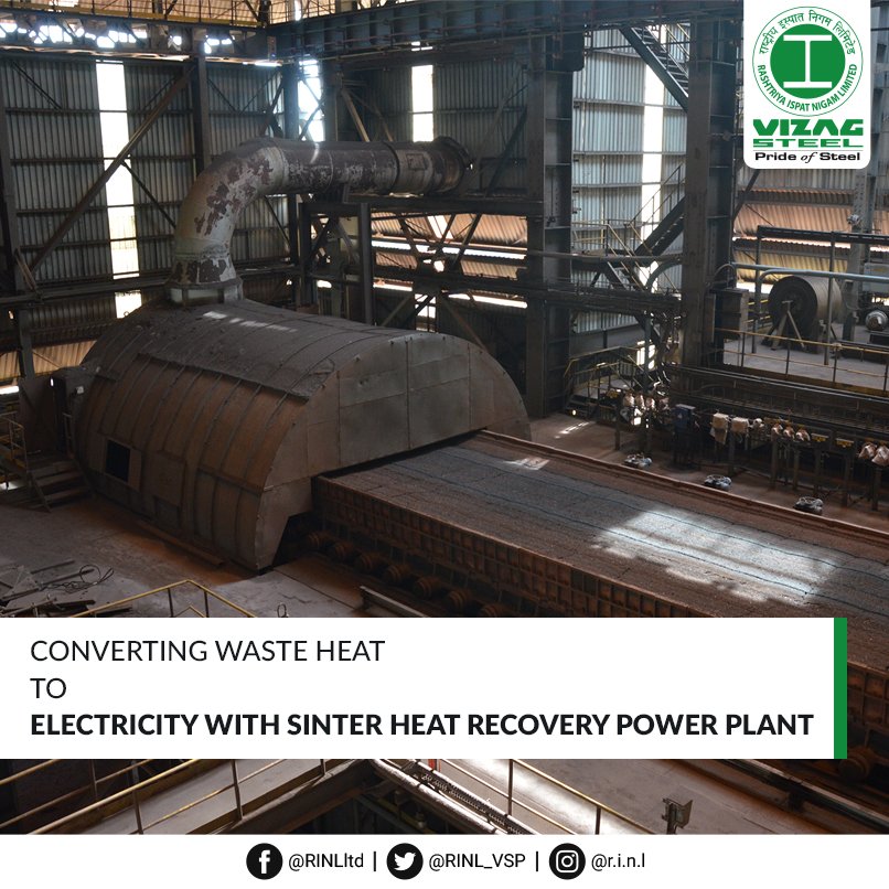 RINL_VSP's tweet photo. Sinter Heat Recovery Power Plant (SHRPP) at #RINL #SinterPlant has a capacity of generating 20.6 MW electrical power by utilizing waste heat recovered from Sinter Coolers of Machine 1 and 2. https://t.co/yHjw8LmpQJ