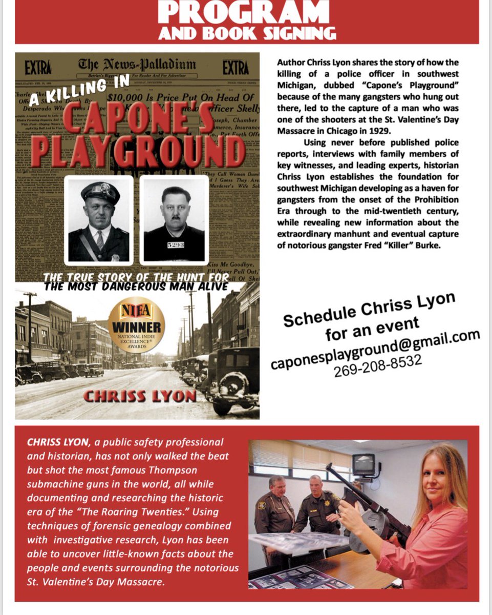 CaponePlaygroun's tweet photo. Looking for presentation and book signing? #akillingincaponesplayground @chrisslyon #indeptheditions #eventnetwork https://t.co/W88l283Wtf