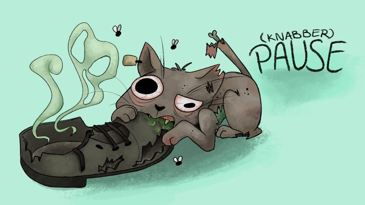 Phelorena's tweet photo. Okay but these are my absolute favourites. Pause screens and start screen. GammelKitty (JunkKitty) eating a shoe, and Kapukadse (HoodyCat) sleeping like the beauty she is.
#stream #pausescreen #shoe #cats #art https://t.co/Vdm71pTgau