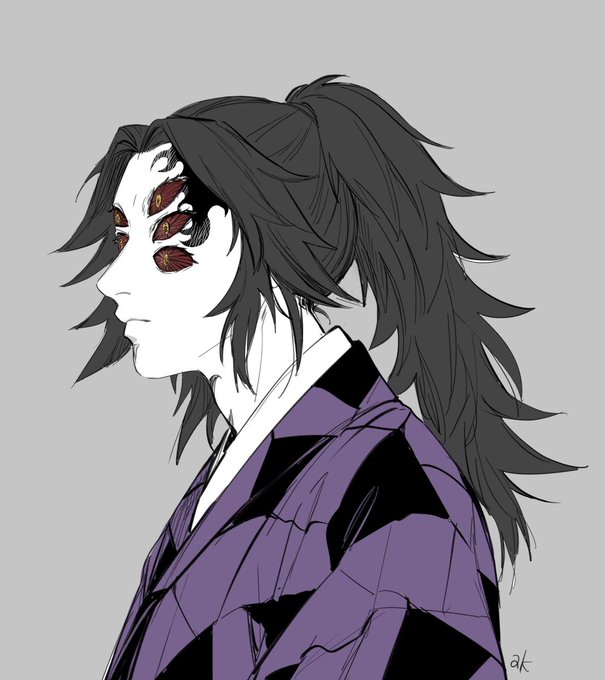 akさんがTwitterに投稿した黒死牟(鬼滅の刃)のイラスト。