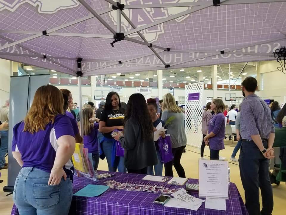 SFA_HMS's tweet photo. We enjoyed meeting potential Lumberjacks and their parents at Showcase Saturday yesterday!! https://t.co/3NBuCkh38k