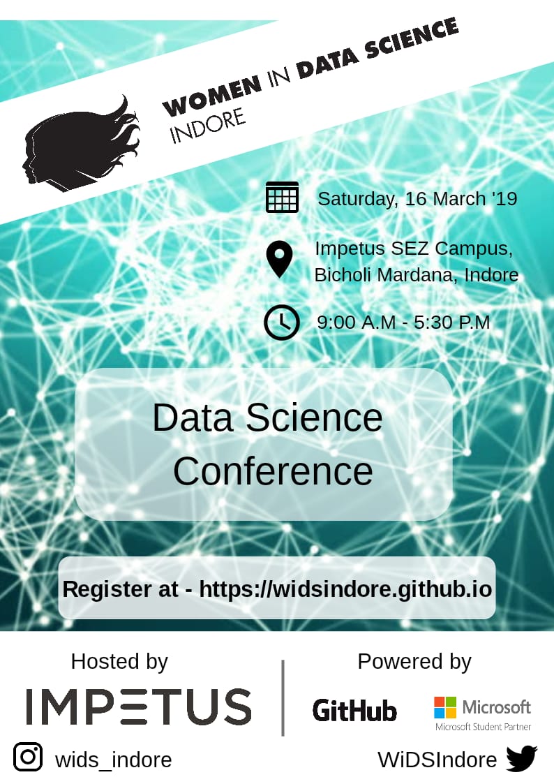 WiDSIndore's tweet photo. #DataScience #conference in #indore March 16, 2019, Saturday
register at https://t.co/N09gDbp3Yu

#WiDS2019 #widsindore #womenindatascience #technology #data #datacenter #artificialintelligence #code #tech #techies #professionals #graphicdesign #InformationTechnology https://t.co/UNiiEUjDQi