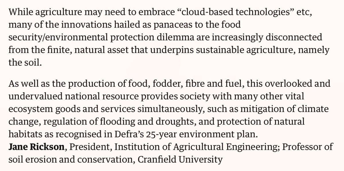 IAgrE's tweet image. Good to see the @IAgrE President, Professor Jane Rickson communicating the #SoilProtection argument in The Observer today. @SocEnv_HQ @CranfieldUni @agri_epi