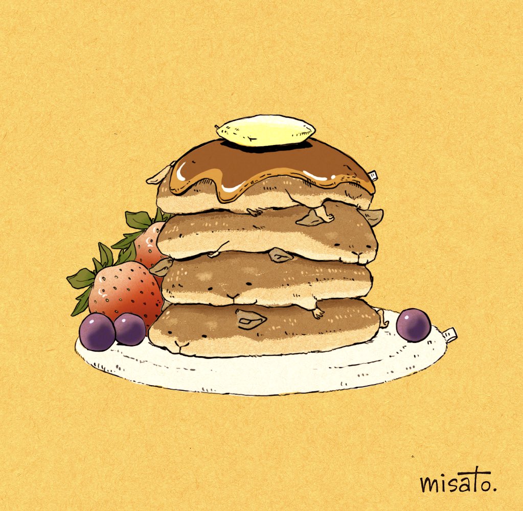 Misato على تويتر ツイートに 寝ているハムスターがパンケーキみたい と 最高のパンケーキの作り方 がまわってきたから 描きたくなった