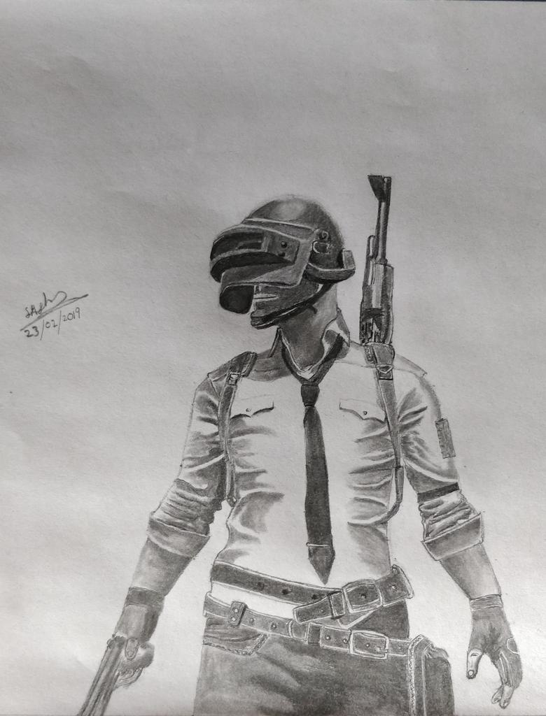 PUBG Fanart Acrylics paper in 2023  Black and white art drawing  Canvas painting designs Drawings