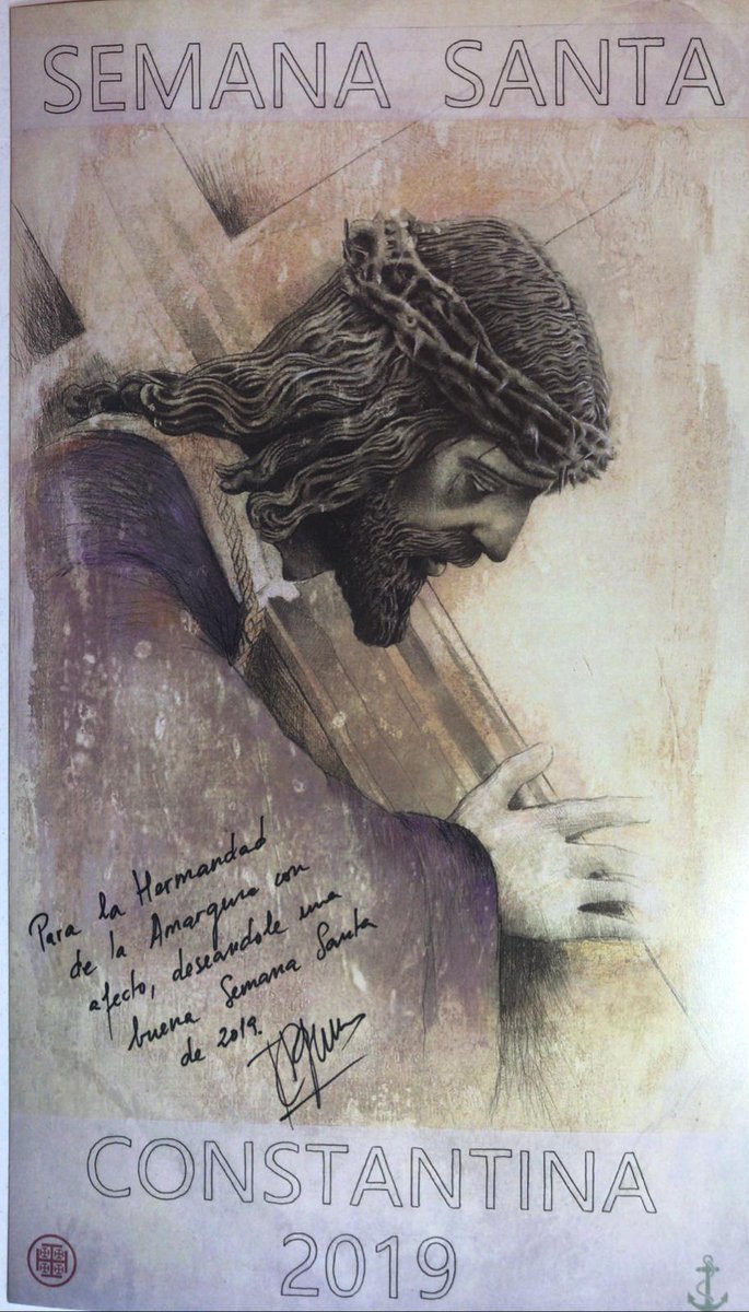 AmarguraConstan's tweet photo. La Hermandad de Nuestro Padre Jesús ha tenido el honor de presentar el cartel de la Semana Santa de Constantina de este año. Felicitamos al autor, don José Carlos González, por su magnífica obra. https://t.co/KriQCbtZrh