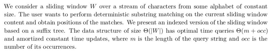 papers_we_love's tweet image. Sliding Suffix Tree using LCA - Briongos, et al. buff.ly/2NrTh0k

#tree #suffixtree #patternmatching #LCA #compsci