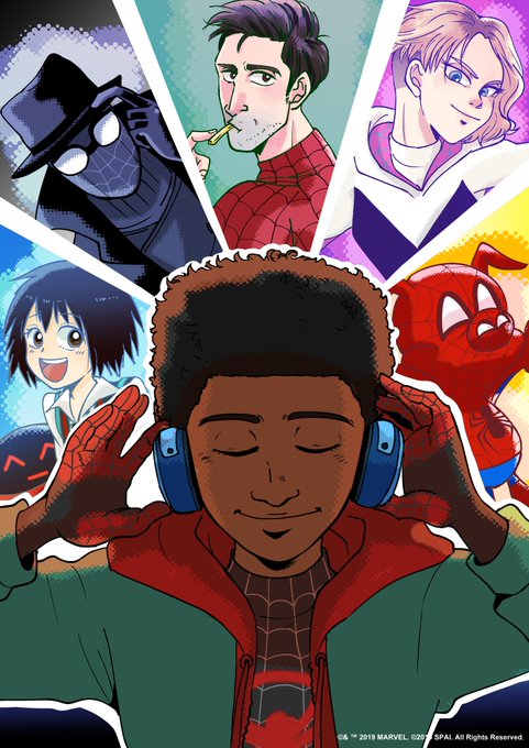 マイルス・モラレスピーター・パーカーグウェン・ステイシースパイダーマン・ノワールペニー・パーカー&SP//dr スパイダー・ハム ワコム スパイダーバースコンテスト