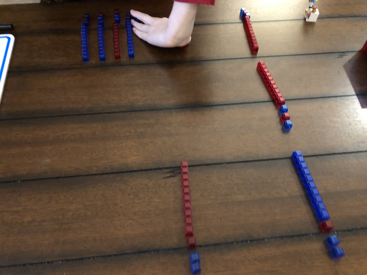 GoslinK123's tweet photo. #Division with the kiddo. 117 divided by 9. How do you see it? What shapes can it make? Fair share division into area model. “Division looks like multiplication backwards, and #multiplication is a rectangle and sometimes a square.” #ldsb #baseten #mtbos #iteachmath #tmwyk #ygk https://t.co/Omx6xC6rDE