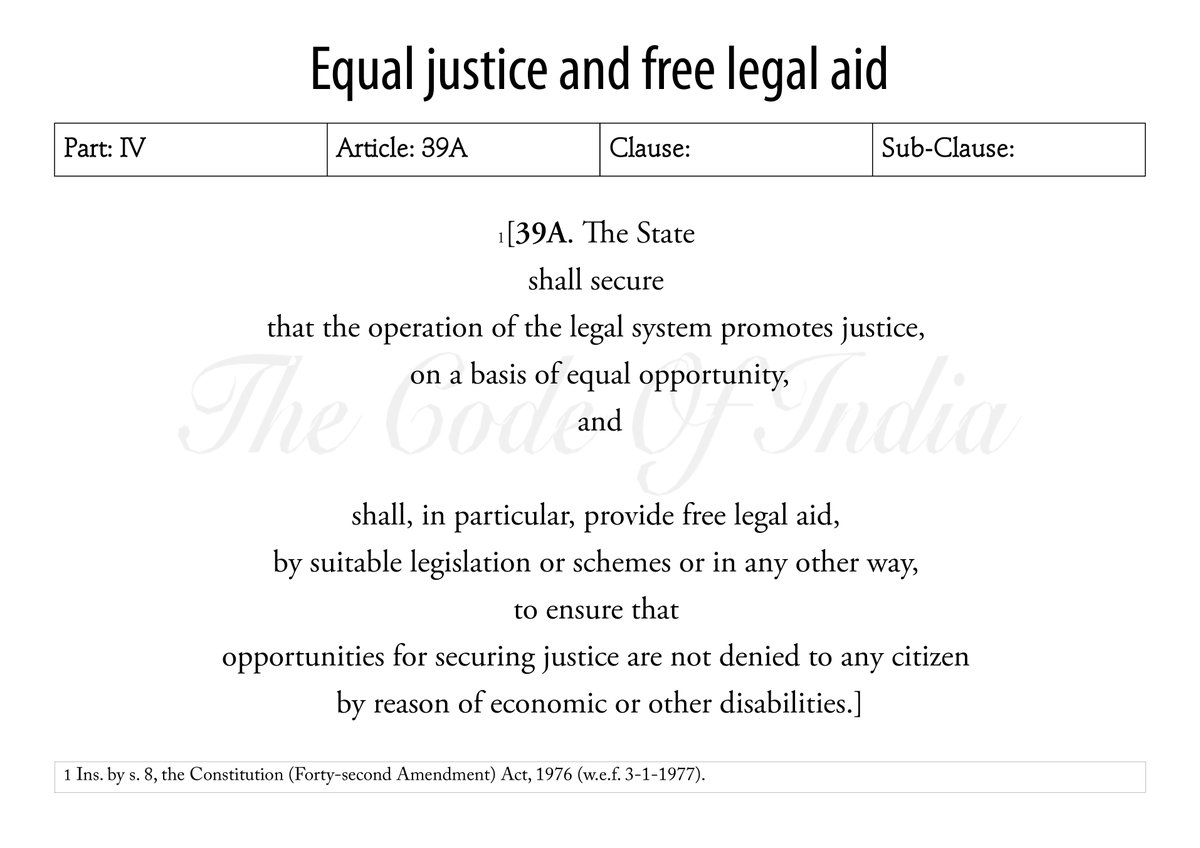 Equal justice and free legal aid #Article39A #EqualJustice #LegalAid #Part4 #DirectivePrinciplesOfStatePolicy #DPSP #DirectivePrinciples #India #TheConstitutionOfIndia #TheCodeOfIndia