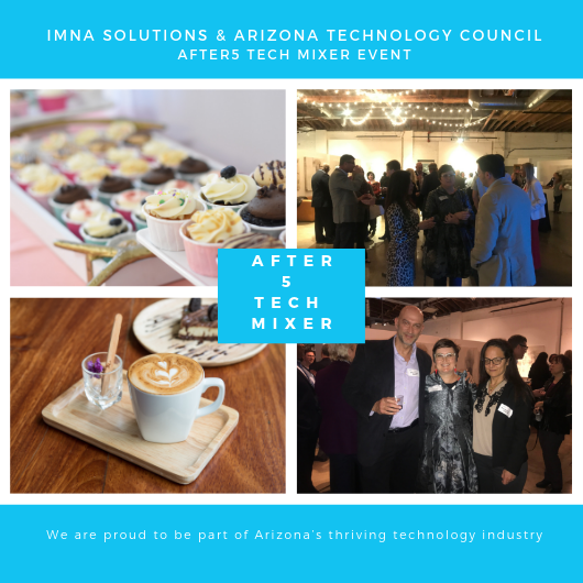 IMNASolutions's tweet photo. #After5TechMixer in partnership with the @aztechcouncil was a great success & a wonderful gathering. Special thanks to @leibbolel, @lcapcara, @PhxBizHayley, @szylstra , and @TechTHiNQ. @IMNASolutions is proud to be part of Arizona’s thriving technology industry. https://t.co/QU4L03Hc7x