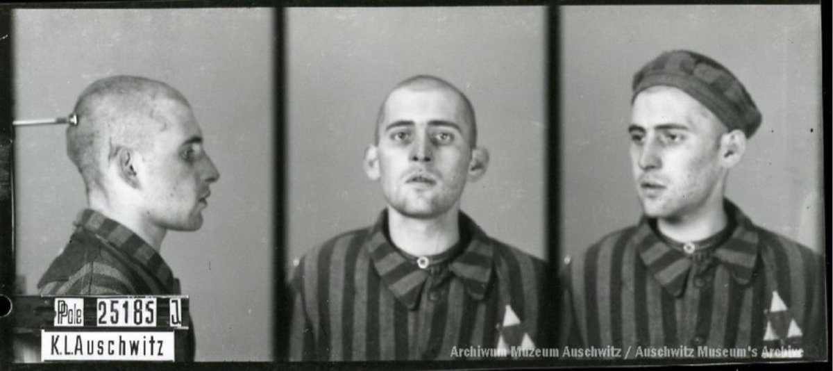 AuschwitzMuseum's tweet photo. 24 February 1942 | Among 52 Poles deported by Germans to #Auschwitz from Cracow there were those four Jewish prisoners: Abraham Alban, Leib Alban, Moses Anger and Abraham Bienenstock. All four died within next two weeks. 1/5 https://t.co/AL4yS3aFwV