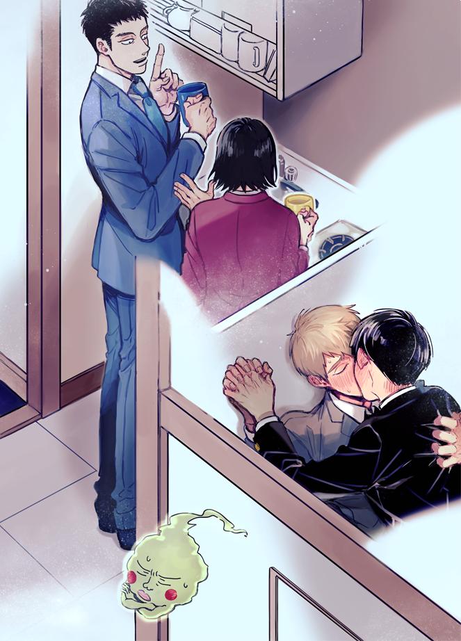 pom_takoyaki's tweet image. モブくんがまた相談所に通うのがわかったのと、展示の相談所の間取りを見た時から給湯室横のトイレの中で息を潜めながらドキドキハラハラ余裕のないキスをして欲しいなって