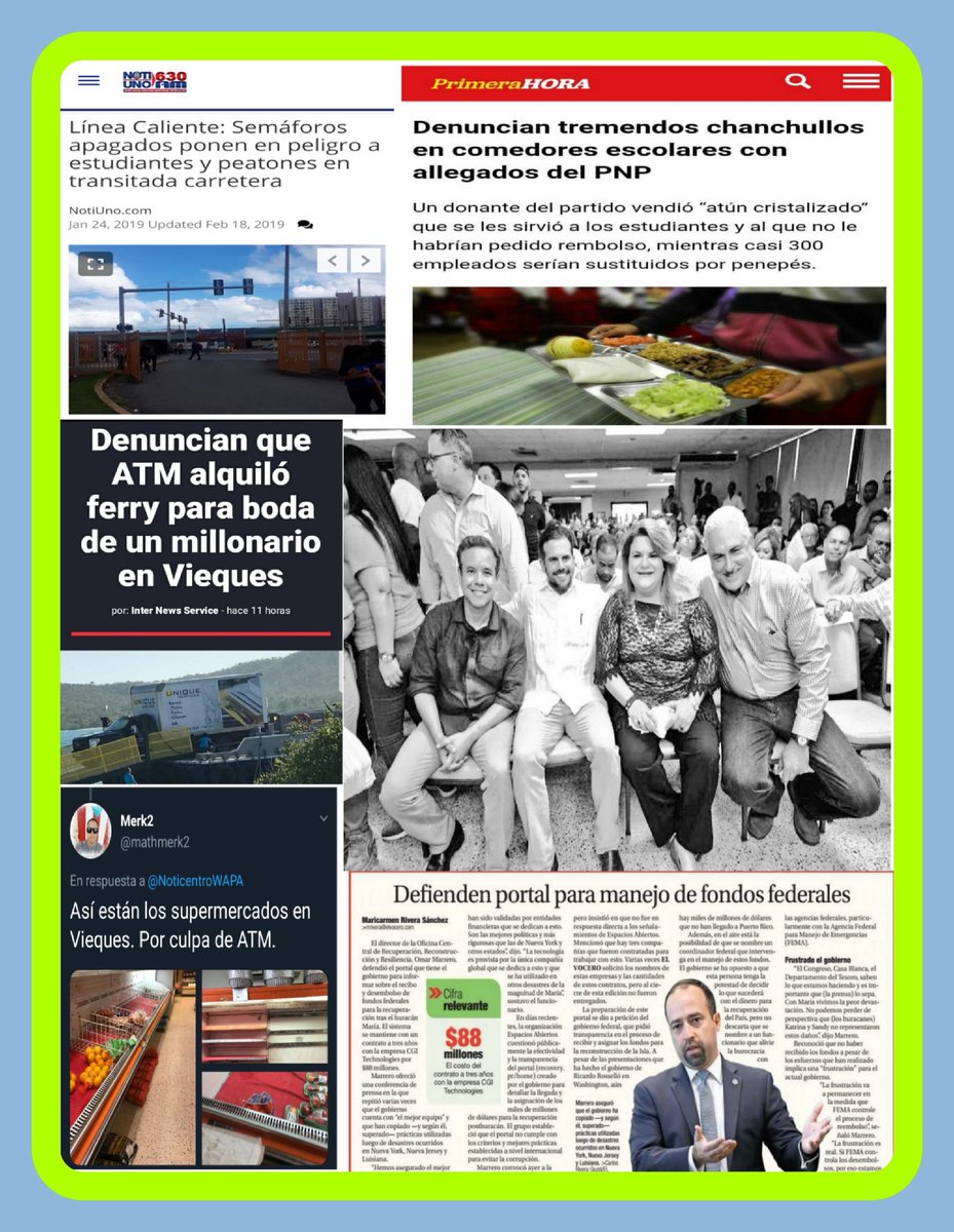 CaminoAlNuevoPR's tweet photo. #RicardoRossello y el #PNP🌴 NO merecen cuatro años más en el PODER. Su incapacidad, insensibilidad e irresponsabilidad con el PUEBLO puertorriqueño son la ENSEÑANZA para DERROTAR al mal gobierno en el 2020. #PRNoEstaEnBuenasManos #PRSigueIgualConElPNP https://t.co/e7IZufN694