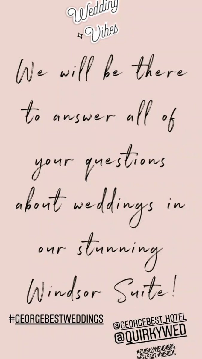 Come say hello to The BEST wedding sales team <a href="/Quirkywed/">Quirky Weddings</a> until 4pm at ICC Belfast Waterfront Hall.