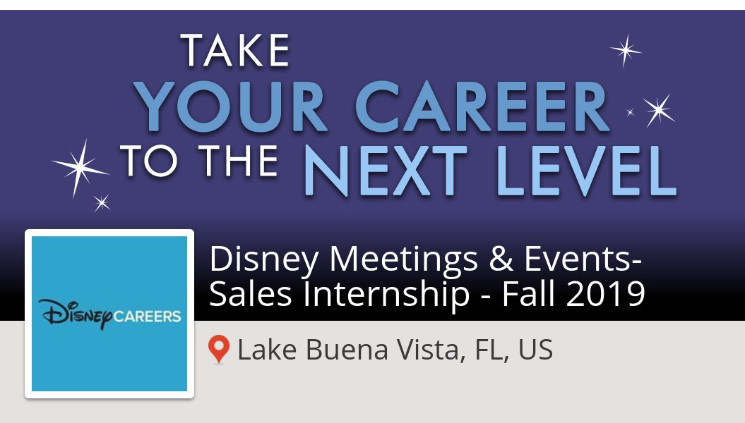 Susan_Recruiter's tweet photo. #Disney is looking for a Disney Meetings &amp; Events- #Sales #Internship - Fall 2019, apply now! (#LakeBuenaVista) #job https://t.co/djtqsKwchI #DisneyJobs https://t.co/lLF1rKPvu2