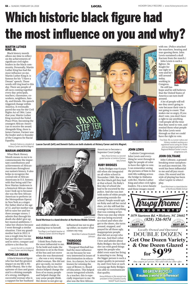 hickoryschools's tweet image. HPS staff and students featured in today's HDR--covering Black History Month!
(More to come!) #hickoryschools #blackhistorymonth  #tellingtruth #realhistory