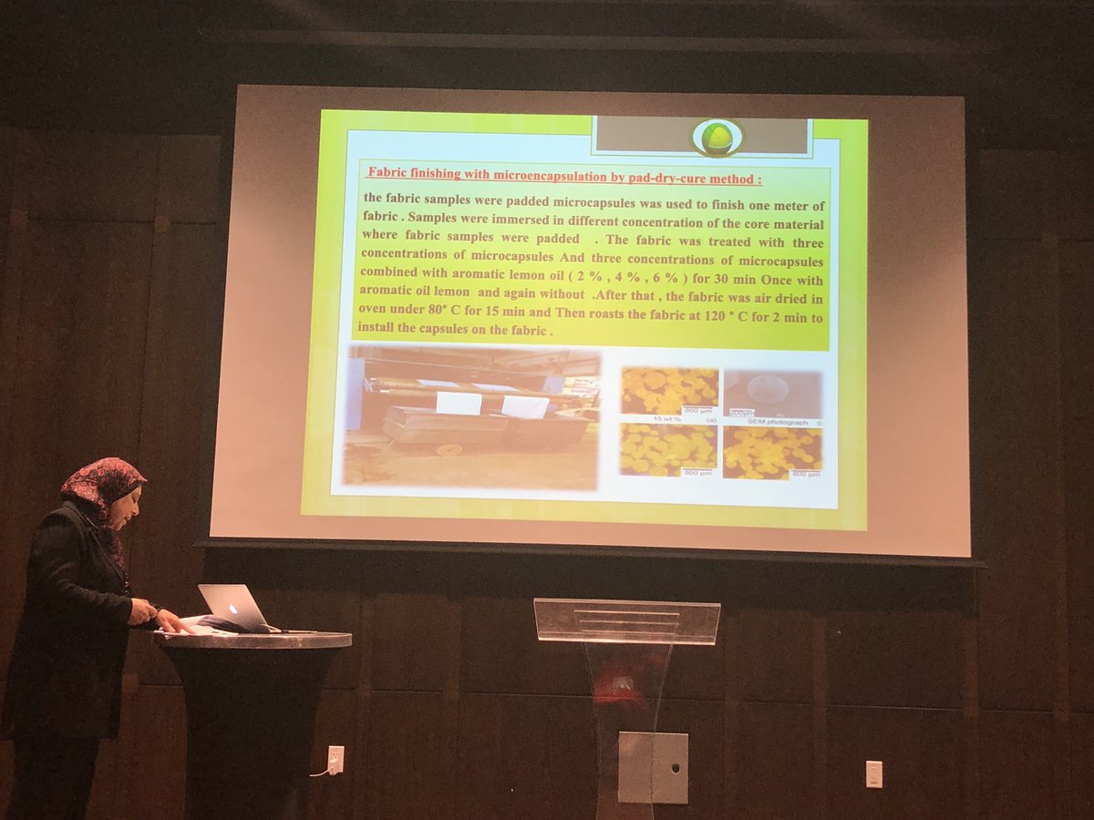 THESAOrg's tweet photo. Learning about bamboo microcapsule to create a more durable fabric. #treated #fabric #csxv #symposium https://t.co/WnMG4TBQ12