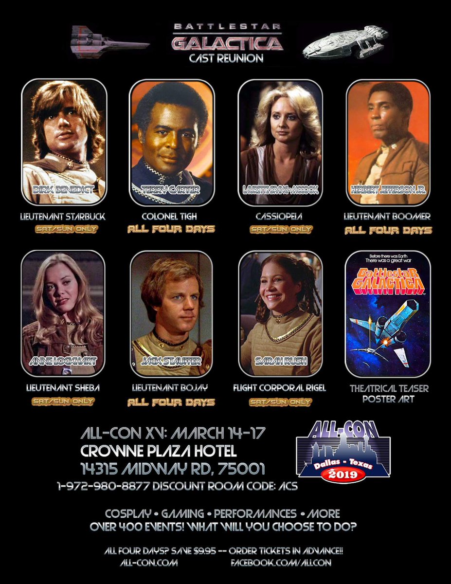 Dirk Benedict joins the ALL-CON bsg reunion! All-con.com #dirkbenetict #BattlestarGalactica #BSG #reunion #photoop #dfw meet the stars rhis spring break!!