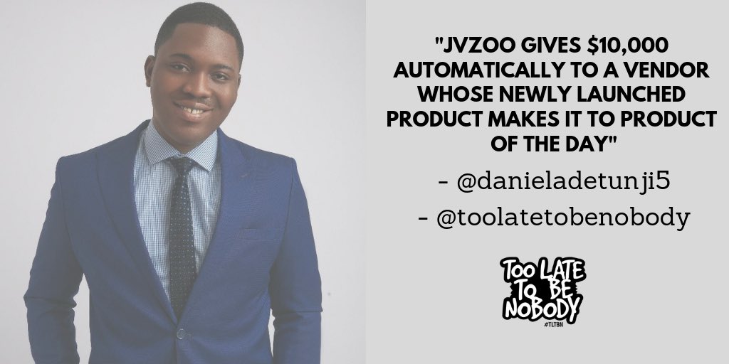 LateNobody's tweet photo. Daniel Adetunji shares that #jvzoo gives $10,000 if your product makes it to the top of the day! 

Highlights from #TooLateToBeNobody meet up 

Join the group and stand a change to join the next free class —> https://t.co/sCeGlKaNPZ https://t.co/1L1pMar1ID