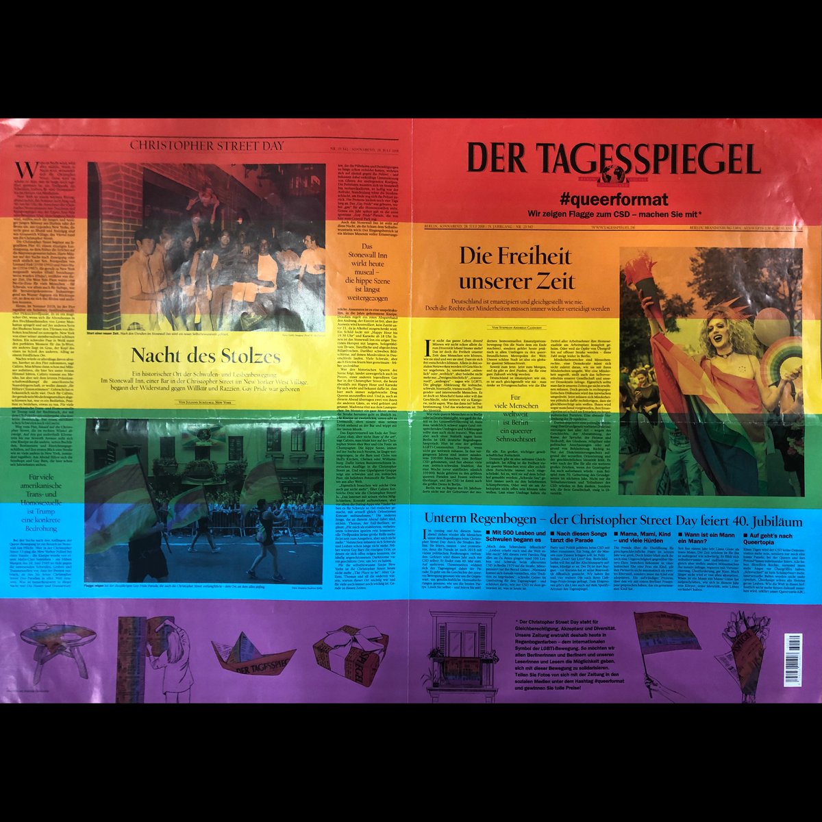 SND's tweet photo. SILVER MEDAL: Goes to Der Tagesspiegel for
#queerformat. "The rainbow colors are not just decoration, they serve a purpose and support the deliberately designed content, which remains easy to digest." #SND40 https://t.co/9YttJP63bP