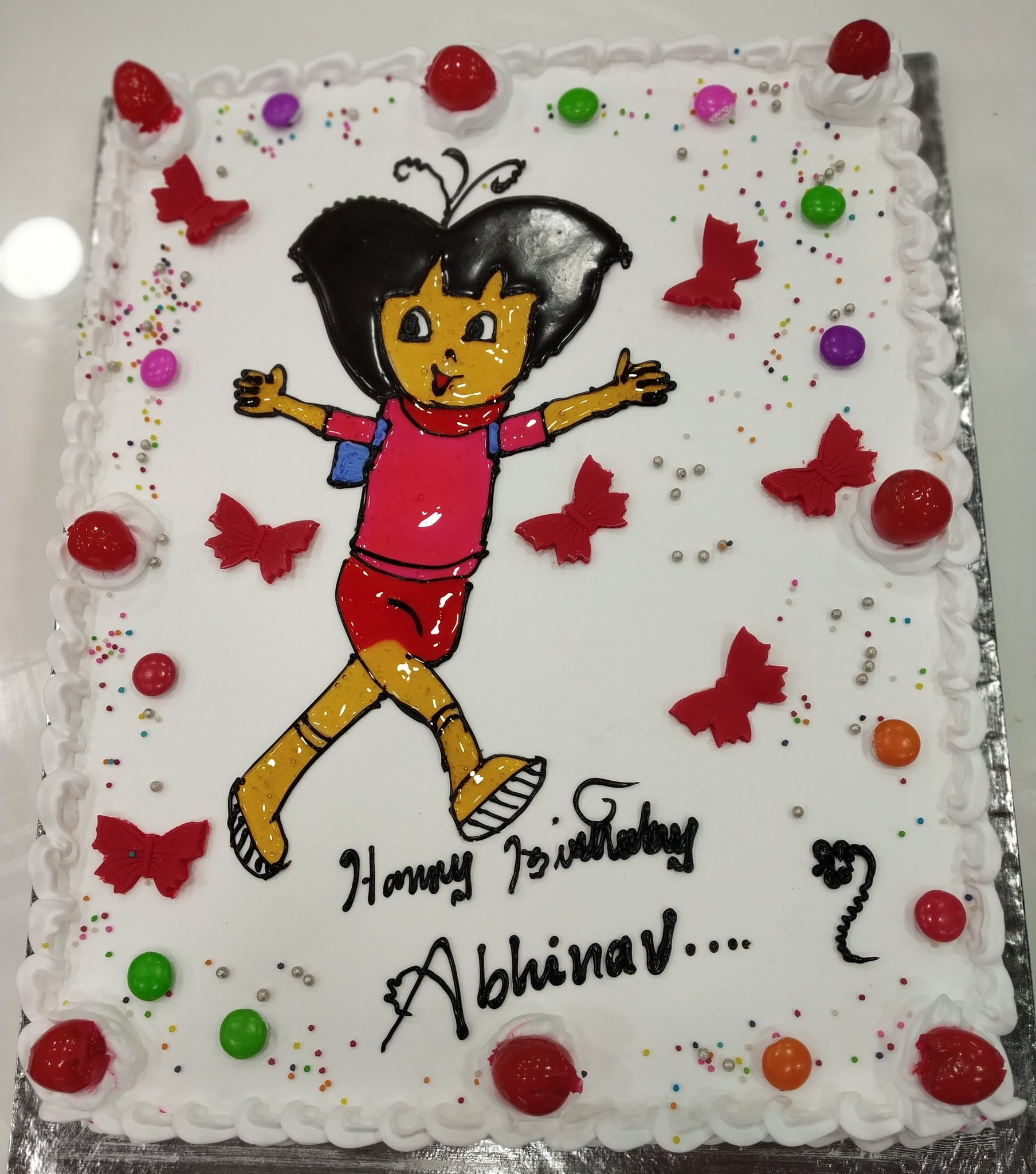 THE BROWNIE CLUB on Twitter: "Happy Birthday ABHINAV #PineAppleCake #DoraDrawing #Cake #TheBrownieClub #HappyBirthday… "