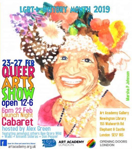 LoudestWhispers's tweet photo. THIS WEEK: Queer Arts Show at @ArtAcademy in Elephant and Castle, open 12-6 pm, 23-27 Feb. Curated by Philippa Punchard, supported by @OpeningDoorsLdn as part of Southwark #LGBTHM19, the show includes work by @SimonRMCroft, @PawelitoCom and @SimonArtTherapy #CultureSeeds https://t.co/q0CySajYmX