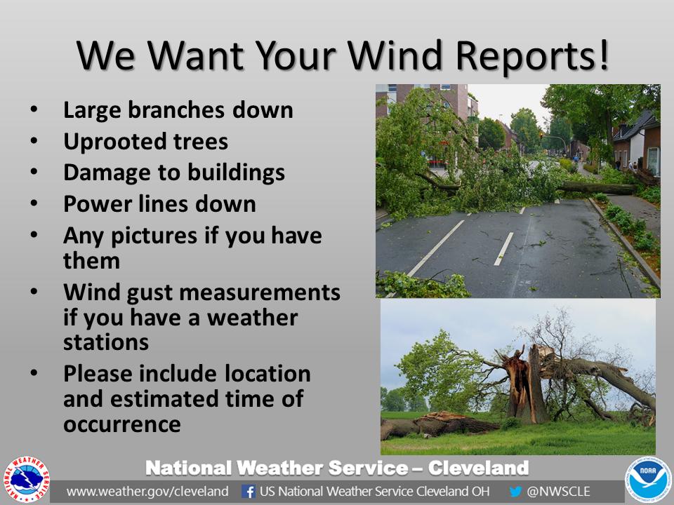 Sharing your reports can provide vital information to help improve our ability to warn the public. Please include what you saw, when it occurred, your location, and any pictures that you may have taken!