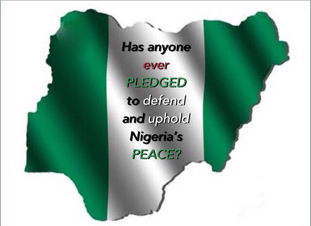 toluwanime's tweet photo. ‘Peace’ (&amp; Progress) was added to ‘Unity &amp; Faith’ in the Coat of Arms but not to the Pledge “to be faithful, loyal &amp; honest, to defend her unity, uphold her honour &amp; glory. So help me God”. Can we also pledge &amp; ask God to help us defend &amp; uphold her PEACE’? #stopElectionViolence https://t.co/3Ez9MM90Nv